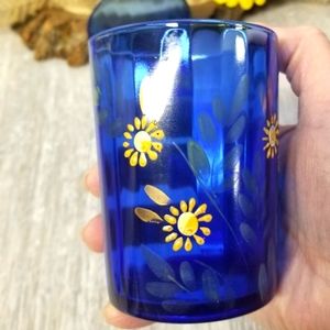 Vintage cobalt blue/ floral tumbler set